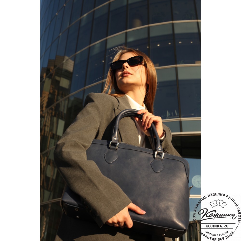  Женская кожаная сумка "Аврора" (синяя гладкая кожа)